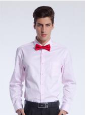 男士粉红色印花长袖修身正装衬衫